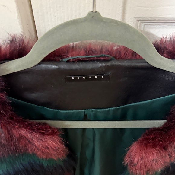 Sisley Burgundy and Black Teddy Jacket - Picture 2 of 5